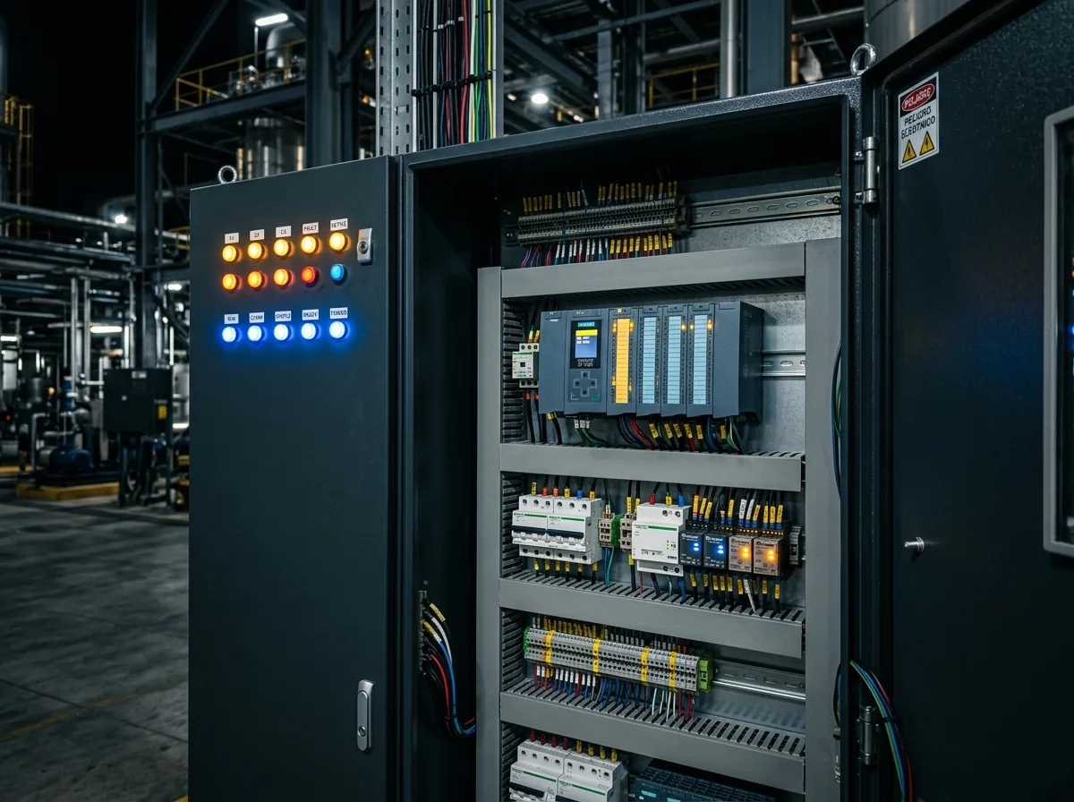 Tablero de control con PLC industrial