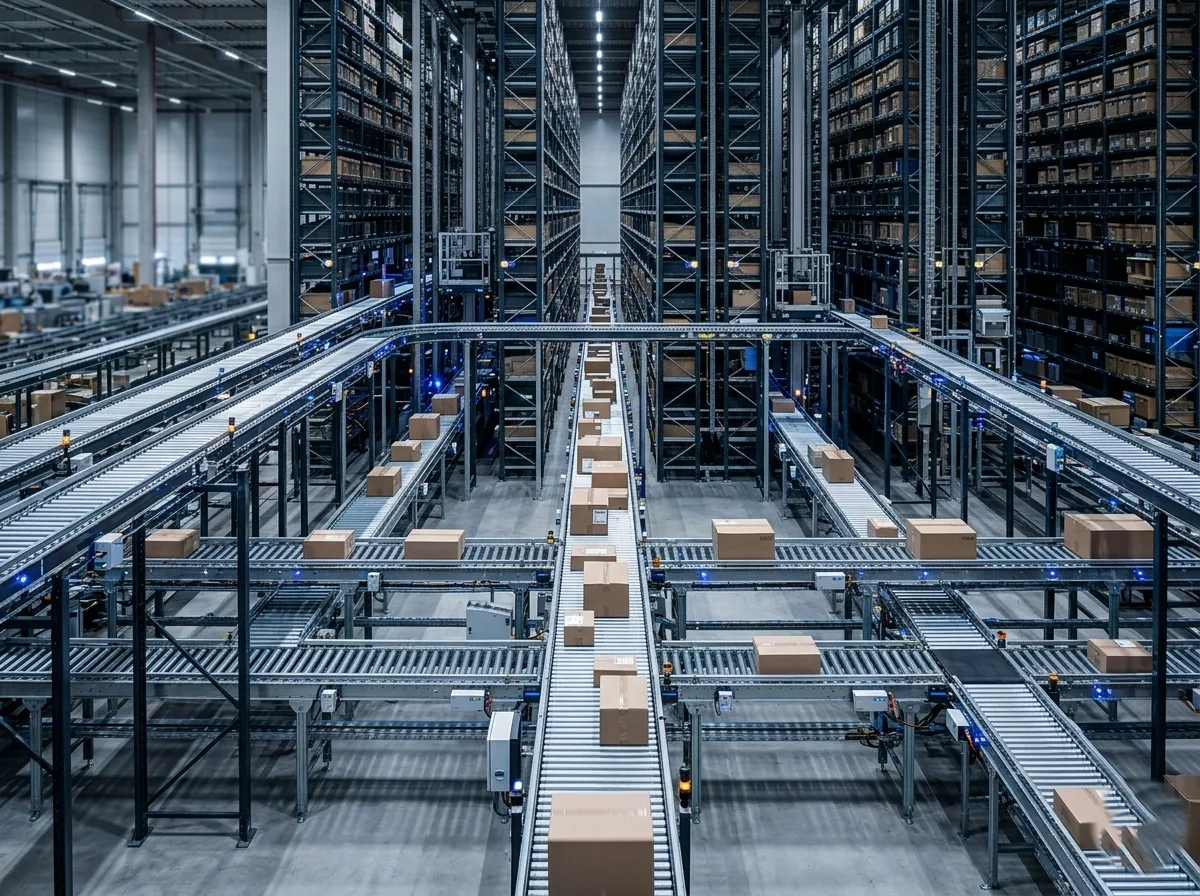 Centro de distribución automatizado con sistema de transportadores